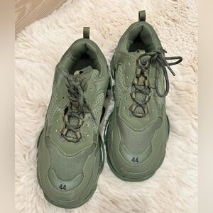 Triple S Olive Green Lace-Up Sneakers